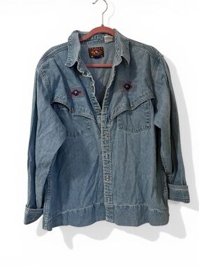 Vintage Embroidered Light Blue Denim Jacket